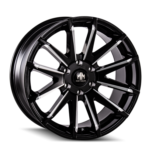 Mayhem Crossfire Wheels Rims 22x9.5 6x135 Gloss Black Milled 25mm | 8109-22936BM25