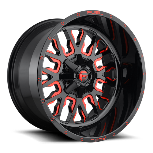 Fuel D612 Stroke Wheel 17x9 6x135 & 6x139.7 Gloss Black Milled With Red Tint 1mm - FREE T-SHIRT INCLUDED! | D61217909850