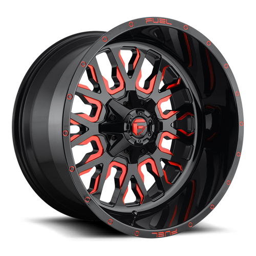 Fuel D612 Stroke Wheel 18x9 6x135 & 6x139.7 Gloss Black Milled With Red Tint 20mm - FREE T-SHIRT INCLUDED! | D61218909857