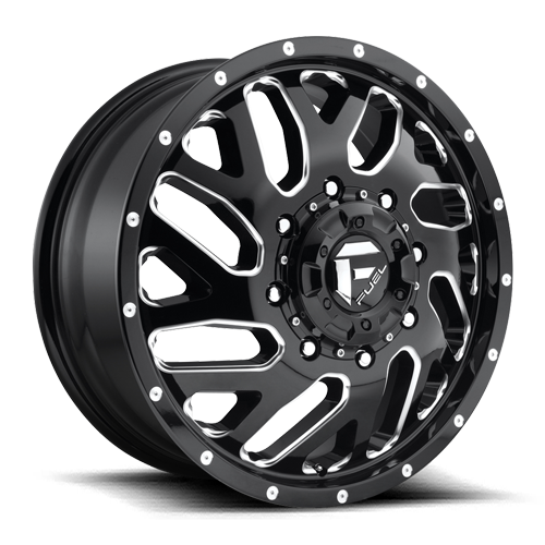 Fuel D581 Triton Dually Wheel 22x8.25 8x210 Gloss Black Milled 105mm - FREE T-SHIRT INCLUDED! | D581228293