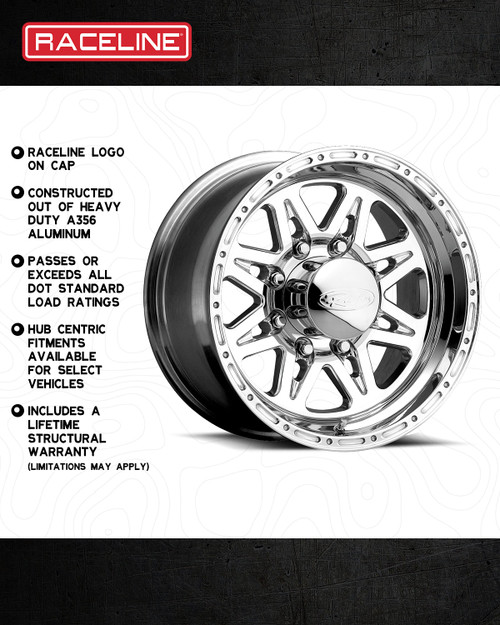 Raceline 888 Renegade 16x10 8x165.1 Polished -25mm Wheels