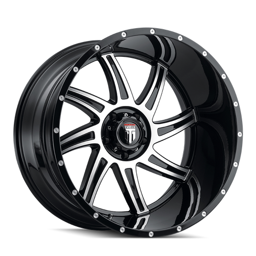 American Truxx At162 Vortex Wheels Rims 24x14 5x127 Gloss Black Machined -76mm | AT162-24473BM-76
