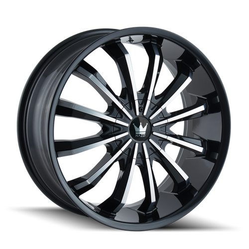Mazzi Fusion Wheels Rims 20x8.5 5x112 5x120 Gloss Black Machined 35mm | 341-2809B