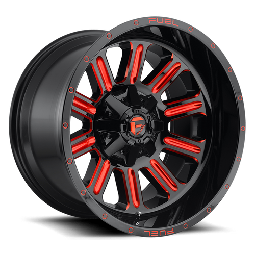 Fuel D621 Hardline Wheel 20x9 8x165.1 Gloss Black Milled With Red Tint 1mm | D62120908250