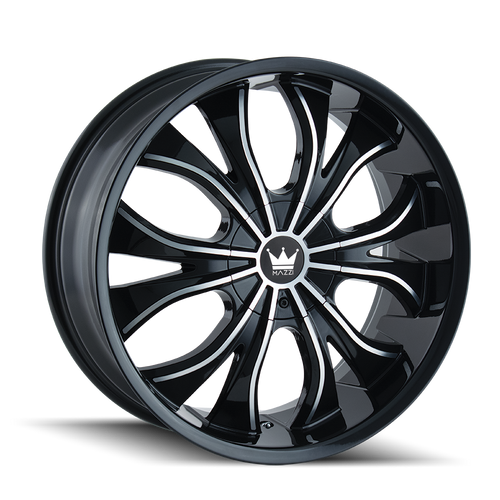 Mazzi Hustler Wheels Rims 20x8.5 5x108 5x114.3 Gloss Black Machined 35mm | 342-2814B