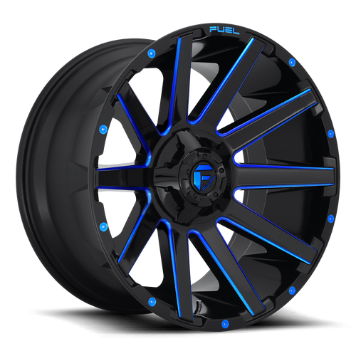 Fuel D644 Contra Wheel 20x9 5x114.3 & 5x127 Gloss Black Milled With Blue Tint 1mm - FREE T-SHIRT INCLUDED! | D64420902650
