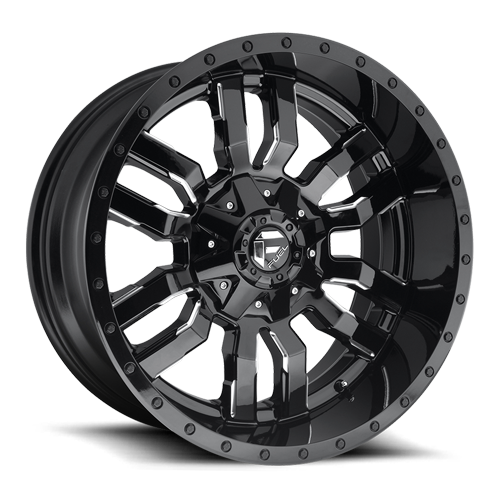 Fuel D595 Sledge Wheel 22x12 6x135 & 6x139.7 Gloss Black Milled -45mm - MINIMUM PURCHASE OF 4 WHEELS - FREE T-SHIRT INCLUDED! | D59522209846