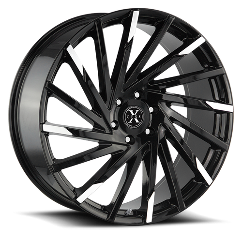 DOORBUSTER PRICING! - Xcess X02 X02 Wheel 22x9 5x115 Gloss Black w/ Machined Tips 15mm - FREE T-SHIRT INCLUDED! | X02251515GBMT