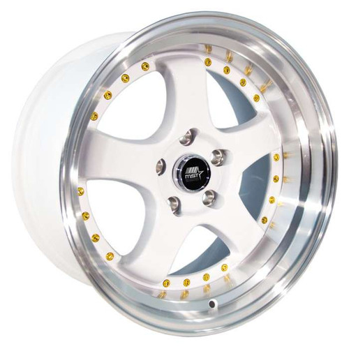 MST Wheels® MT07 Wheels Rims 17x9 5x4.5 (5x114.3) White w/ Machined Gold Rivets 20 | 07-7965-20-WTGL