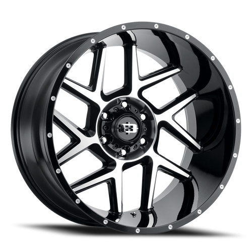 Vision Sliver 360 Wheel 20x10 5x139.7 Gloss Black Machined Face -25mm | 360-20085GBMF-25