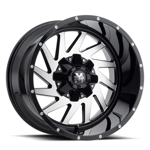 DOORBUSTER PRICING! - Off Road Monster M12 M12 Wheel 24x14 6x139.7 Gloss Black Machined -76mm - MINIMUM PURCHASE OF 4 WHEELS - FREE T-SHIRT INCLUDED! | M12414639N76GBM