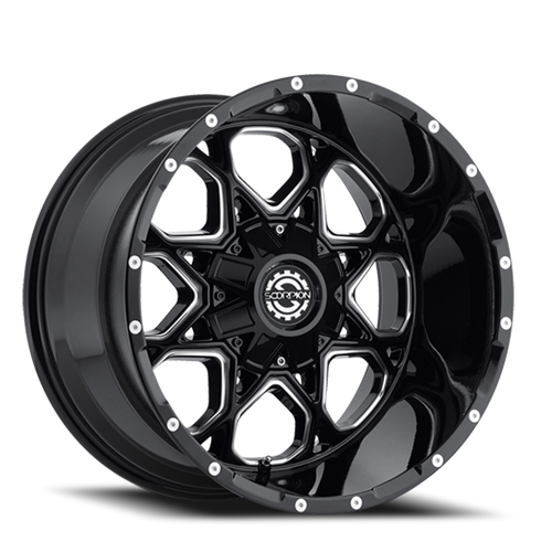Scorpion Sc10 Wheel 20x10 5x127 & 5x139.7 Black Milled -19mm | SC10-20101051271397-19ML