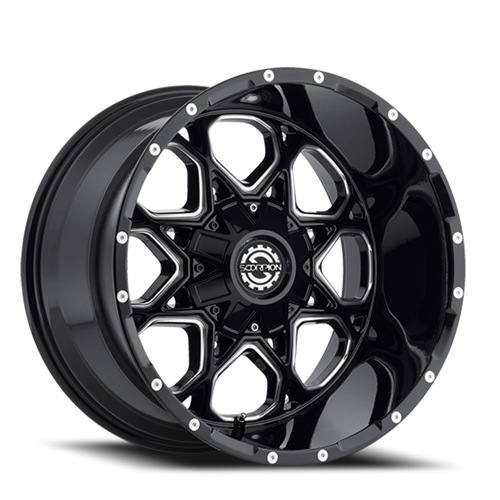 Scorpion Sc10 Wheel 20x14 6x135 & 6x139.7 Black Milled -76mm | SC10-20141261351397-76ML