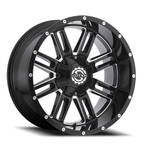 Scorpion Sc18 Wheel 17x9 6x135 & 6x139.7 Black Milled -12mm | SC18-1791261351397-12ML
