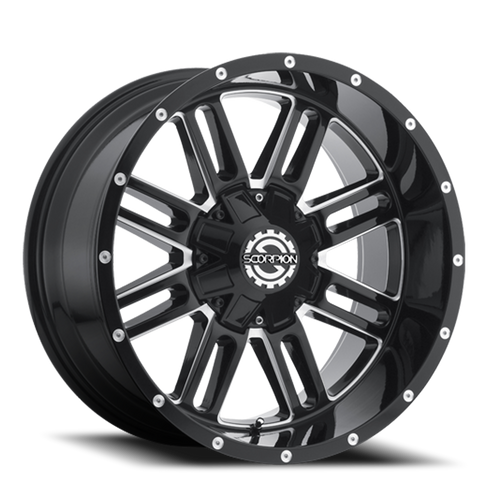 Scorpion Sc18 Wheel 20x10 5x127 & 5x139.7 Black Milled -19mm | SC18-20101051271397-19ML