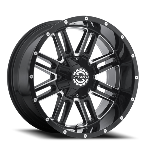 Scorpion Sc18 Wheel 20x10 6x135 & 6x139.7 Black Milled -19mm | SC18-20101261351397-19ML