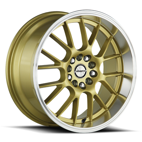 DOORBUSTER PRICING! - Shift H28 Crank Wheel 18x8.5 4x100 & 4x114.3 Gold w/ Polished Lip 30mm - FREE T-SHIRT INCLUDED! | H28840030GP