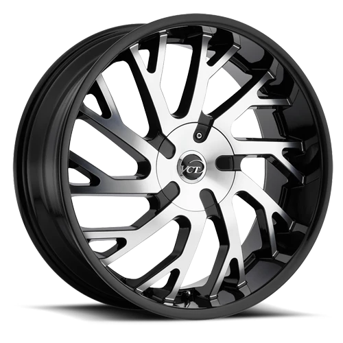 Vct V77 Wheel 22x9 5x115 & 5x120 Black Machined 15mm | V77-229105115120+15BM