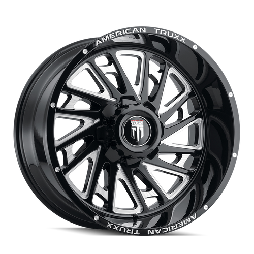 American Truxx At1905 Blade Wheels Rims 24x14 5x150 Gloss Black Milled -76mm | AT1905-24450M-76