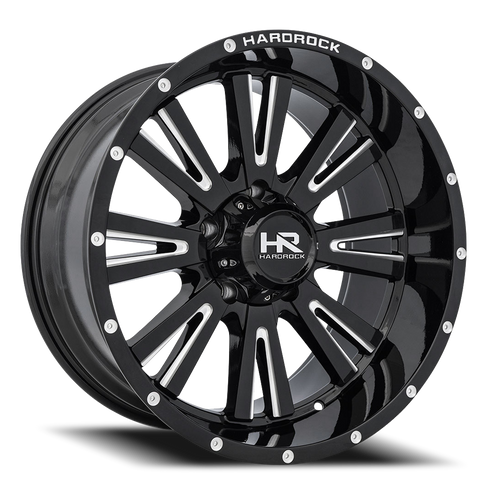 Hardrock Offroad Spine Xposed Wheel 24x12 5x150 Gloss Black Milled -44mm - MINIMUM PURCHASE OF 4 WHEELS | H503-241250144BM