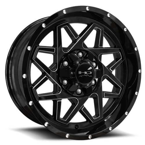Hd Offroad Gridlock Wheel 20x10 6x135 & 6x139.7 Gloss Black w/ Milled Edge -40mm | GL201066-40GB-M