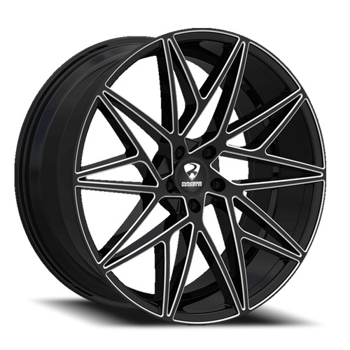 DOORBUSTER PRICING! - Ravetti M5 Wheel 22x8.5 5x120 Black And Milled 15mm - FREE T-SHIRT INCLUDED! | RAV-M5-22867BMW