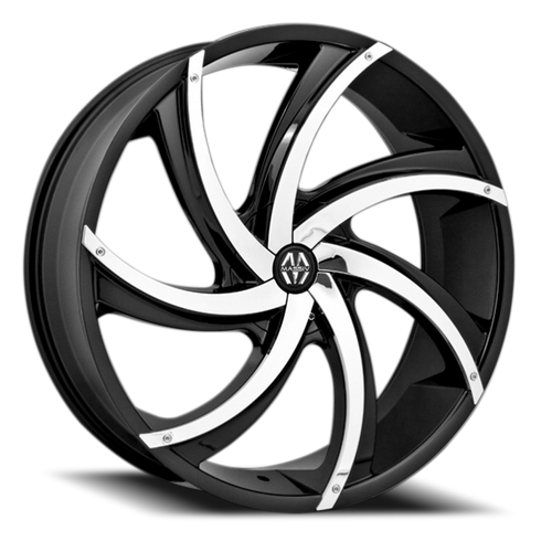 DOORBUSTER PRICING! - Massiv 920 Wheel 20x8.5 5x115 & 5x120 Black With Chrome Insert 15mm - FREE T-SHIRT INCLUDED! | MAS920-2814BC