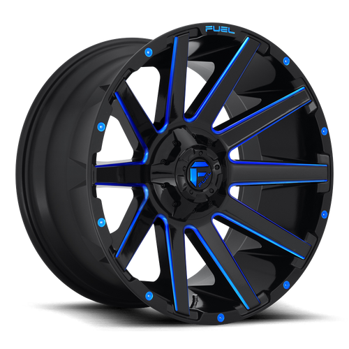 Fuel D644 Contra Wheel 18x9 6x135 & 6x139.7 Gloss Black Milled With Blue Tint -12mm - FREE T-SHIRT INCLUDED! | D64418909845