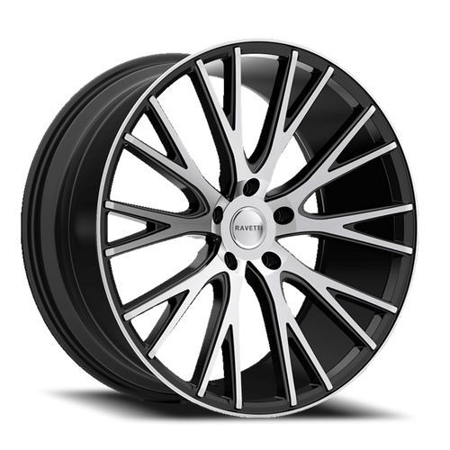 DOORBUSTER PRICING! - Ravetti M12 Wheel 22x9 5x114.3 Satin Black Machined 40mm - FREE T-SHIRT INCLUDED! | RAV-M12-22965FM