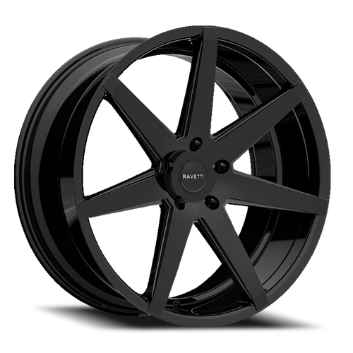 DOORBUSTER PRICING! - Ravetti M7 Wheel 22x9 5x120 Gloss Black 20mm - FREE T-SHIRT INCLUDED! | RAV-M7-22967B