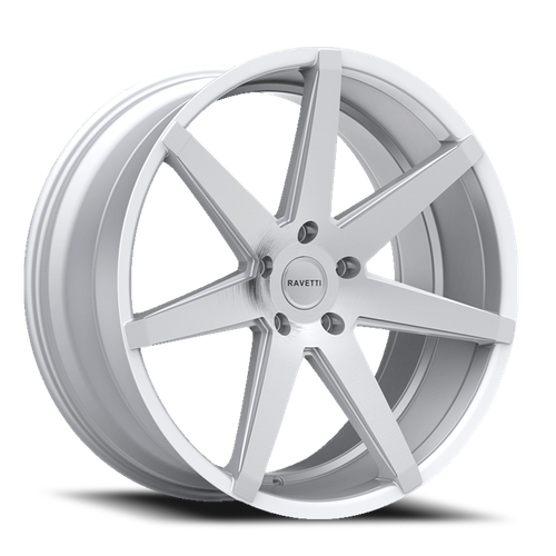 DOORBUSTER PRICING! - Ravetti M7 Wheel 22x9 5x114.3 Silver w/ Brushed Face 40mm - FREE T-SHIRT INCLUDED! | RAV-M7-22965SBR