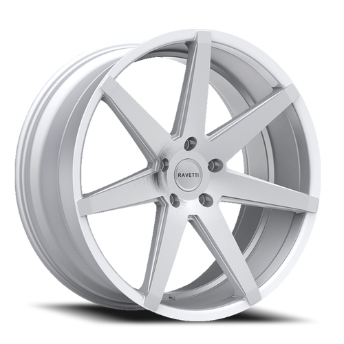 DOORBUSTER PRICING! - Ravetti M7 Wheel 22x9 5x120 Silver w/ Brushed Face 20mm - FREE T-SHIRT INCLUDED! | RAV-M7-22967SBR