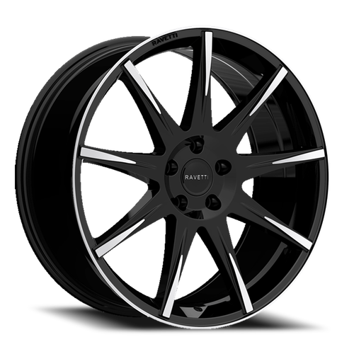 DOORBUSTER PRICING! - Ravetti M9 Wheel 17x7.5 5x110 & 5x114.3 Black Machined 40mm - FREE T-SHIRT INCLUDED! | RAV-M9-7751BM