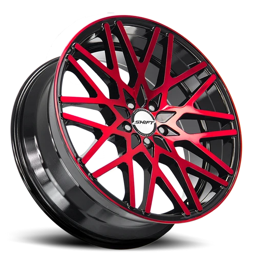 DOORBUSTER PRICING! - Shift H32 Formula Wheel 18x8 5x114.3 Gloss Black w/ Candy Red 35mm - FREE T-SHIRT INCLUDED! | H32851435GBMR