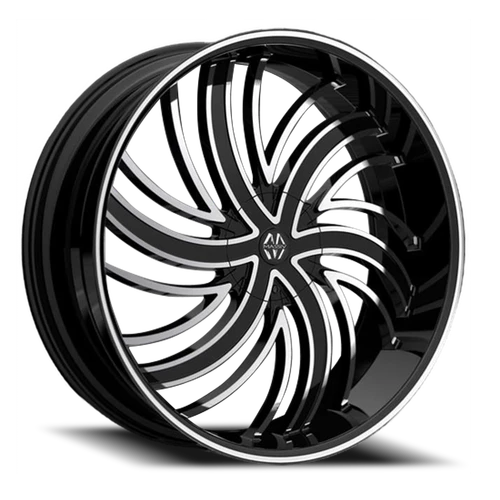 DOORBUSTER PRICING! - Massiv 924 Wheel 24x9 5x115 & 5x120 Black Machined 15mm - FREE T-SHIRT INCLUDED! | MAS924-24914BM
