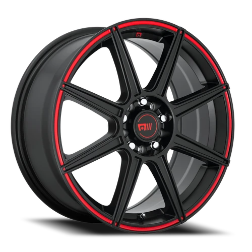 Motegi Mr142 Cs8 Wheel 17x7 5x100 & 5x114.3 Satin Black With Red Stripe 40mm - FREE T-SHIRT INCLUDED! | MR14277031940
