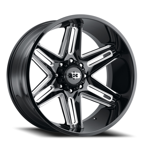 Vision Razor 363 Wheel 22x12 8x180 Gloss Black Milled Spoke -51mm | 363-22287GBMS-51