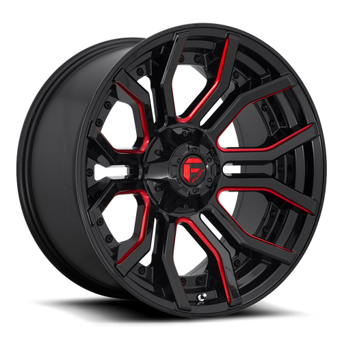 Fuel D712 Rage Wheel 20x9 5x127 & 5x139.7 Gloss Black Milled With Red Tint 1mm - FREE T-SHIRT INCLUDED! | D71220905750