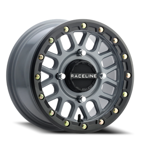 DOORBUSTER PRICING! - Raceline A93Sg Podium Atv Utv Wheel 14x7 4x156 Grey w/ Black Ring 10mm - FREE T-SHIRT INCLUDED! | A93SG-47056+10