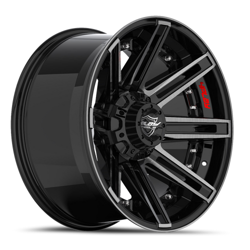 DOORBUSTER PRICING! - 4Play 4P08 Wheel 22x10 6x139.7 & 6x135 Gloss Black w/ Brushed Face & Tinted Clear -18mm - FREE T-SHIRT INCLUDED! | 4P08-22100-6D55-18BBT