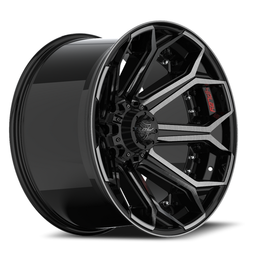DOORBUSTER PRICING! - 4Play 4P80R Wheel 22x10 6x139.7 & 6x135 Gloss Black w/ Brushed Face & Tinted Clear -18mm - FREE T-SHIRT INCLUDED! | 4P80R-22100-6D55-18BBT