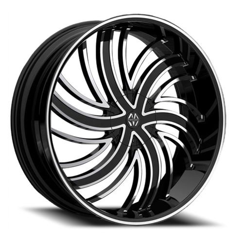 DOORBUSTER PRICING! - Massiv 924 Wheel 22x8.5 5x114.3 & 5x127 Black Machined 38mm - FREE T-SHIRT INCLUDED! | MAS924-22855BM