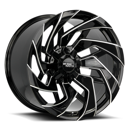 DOORBUSTER PRICING! - Off Road Monster M24 M24 Wheel 20x10 6x135 & 6x139.7 Gloss Black Milled -19mm - FREE T-SHIRT INCLUDED! | M240607N19GBML