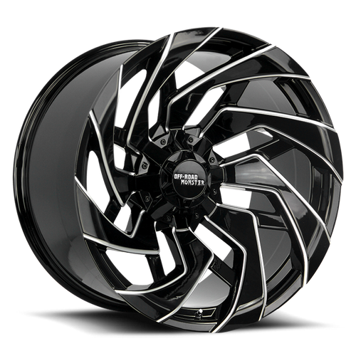 DOORBUSTER PRICING! - Off Road Monster M24 M24 Wheel 20x10 8x165.1 & 8x170 Gloss Black Milled -19mm - FREE T-SHIRT INCLUDED! | M240867N19GBML