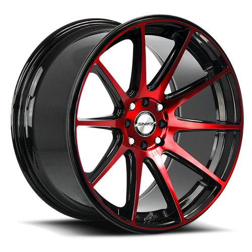 DOORBUSTER PRICING! - Shift H34 Gear Wheel 18x9 5x100 & 5x114.3 Gloss Black w/ Candy Red 30mm - FREE T-SHIRT INCLUDED! | H34850030GBMR