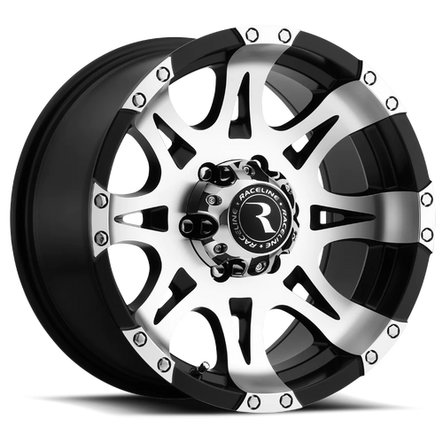 Raceline 982 Raptor Wheels Rims 16x8 8x165.1 Black W/ Machined Accents 0mm | 982-68080