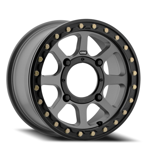 Kmc Powersports Ks234 Addict 2 Beadlock Atv Utv Wheel 15x6 4x156 Satin Gray 38mm - FREE T-SHIRT INCLUDED! | KS23456044438