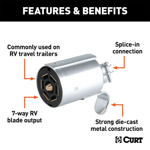 Curt® | 58190 | 7-Way RV Blade Connector Plug