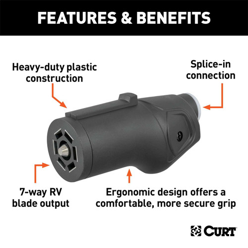 Curt® | 58145 | Heavy-Duty 7-Way RV Blade Connector Plug