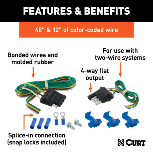 Curt® | 58305 | 4-Way Flat Connector Plug and Socket Kit